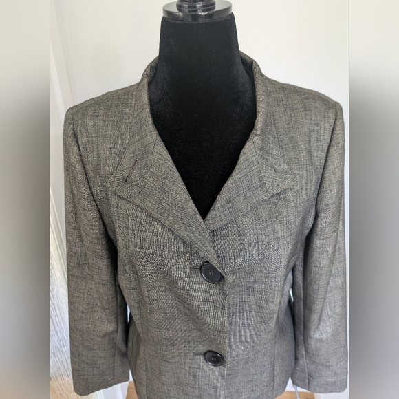 Anne Klein Women’s Short Jacket Suit Coat Brown Black Stretch Shimmer Size 14 - Picture 6 of 16